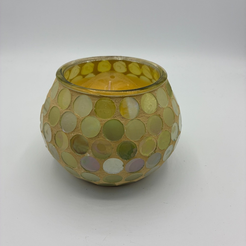 Mosaic Glass Candle Holder Sugar Cookie Scent Kohl's 9oz Green Gold
